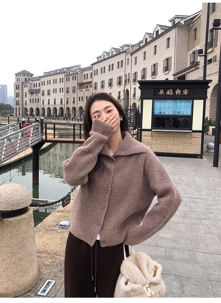 포함 양모 저항 올린 사람 : 공 터틀넥 스웨터 오픈 가디건 여성 새로운 레트로 폴로 칼라 루즈핏 품격 재킷 니트 맨위 상세 이미지 45