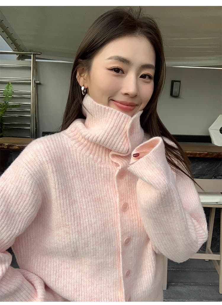 포함 양모 저항 올린 사람 : 공 터틀넥 스웨터 오픈 가디건 여성 새로운 레트로 폴로 칼라 루즈핏 품격 재킷 니트 맨위 상세 이미지 49