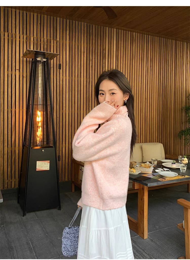 포함 양모 저항 올린 사람 : 공 터틀넥 스웨터 오픈 가디건 여성 새로운 레트로 폴로 칼라 루즈핏 품격 재킷 니트 맨위 상세 이미지 54