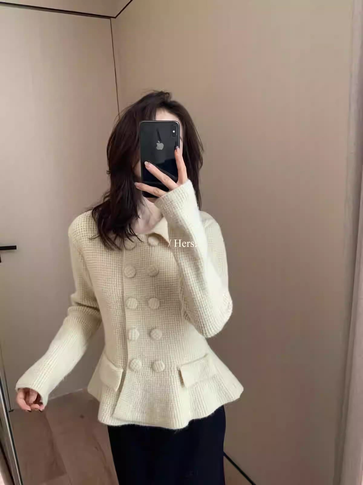한 표준 미니멀리즘 레트로 품격 POLO 칼라 샤오시엔 스웨터 상세 이미지 1