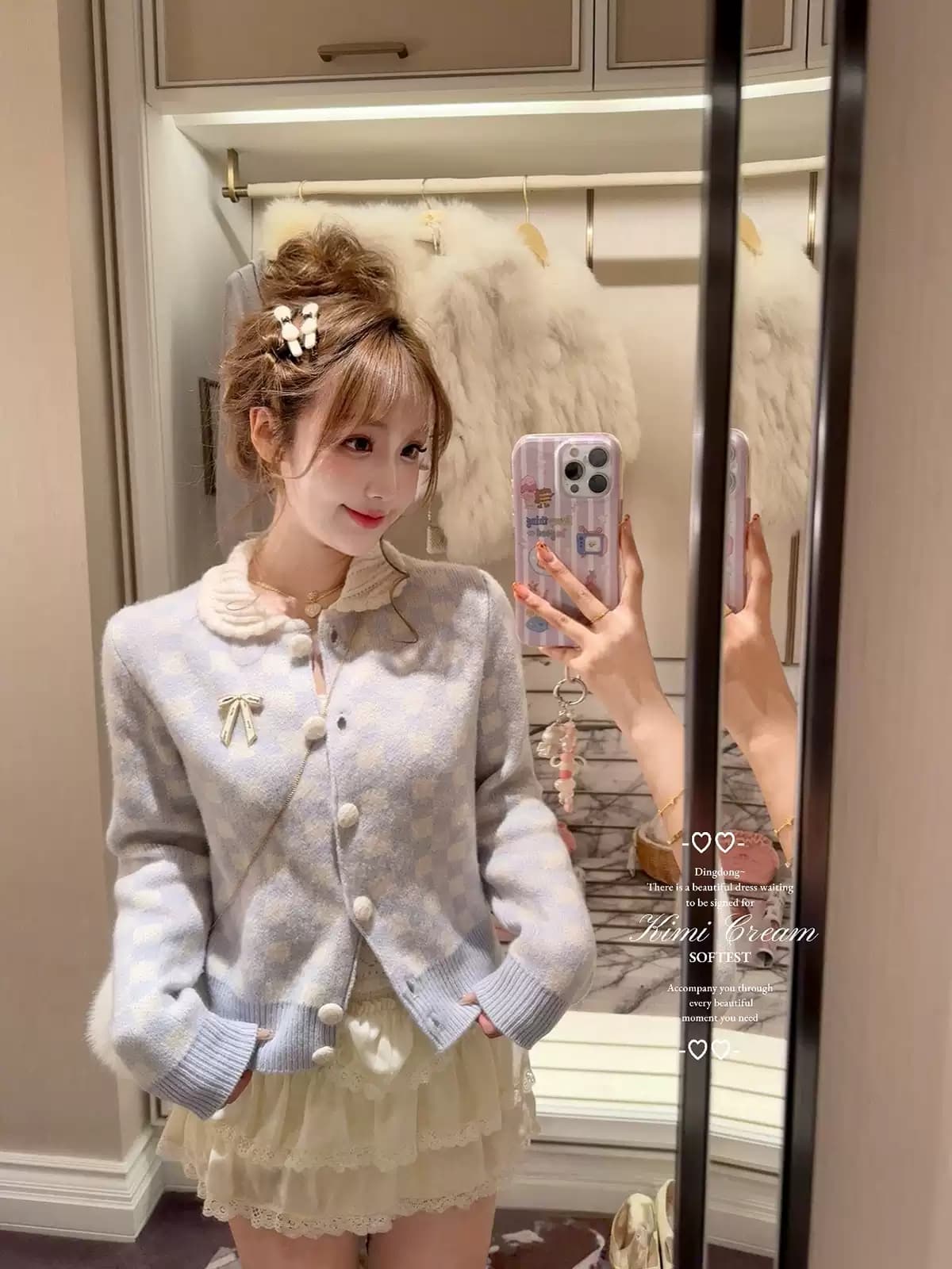 프리 틸라 리아 연인 순양모 베이비 칼라 연인 소녀 니트 스웨터 여성 오픈 가디건 스웨터 코트 상세 이미지 3