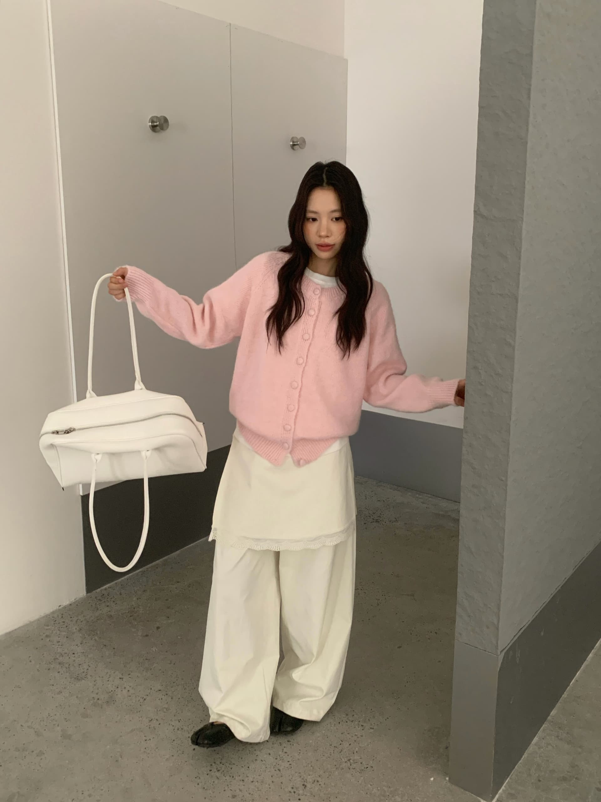 blueberry 가을 겨울 한 부서 익스트림 제인 레트로 맨위 니트 스웨터 단색 패키지 버클 사탕 도파민 상세 이미지 7