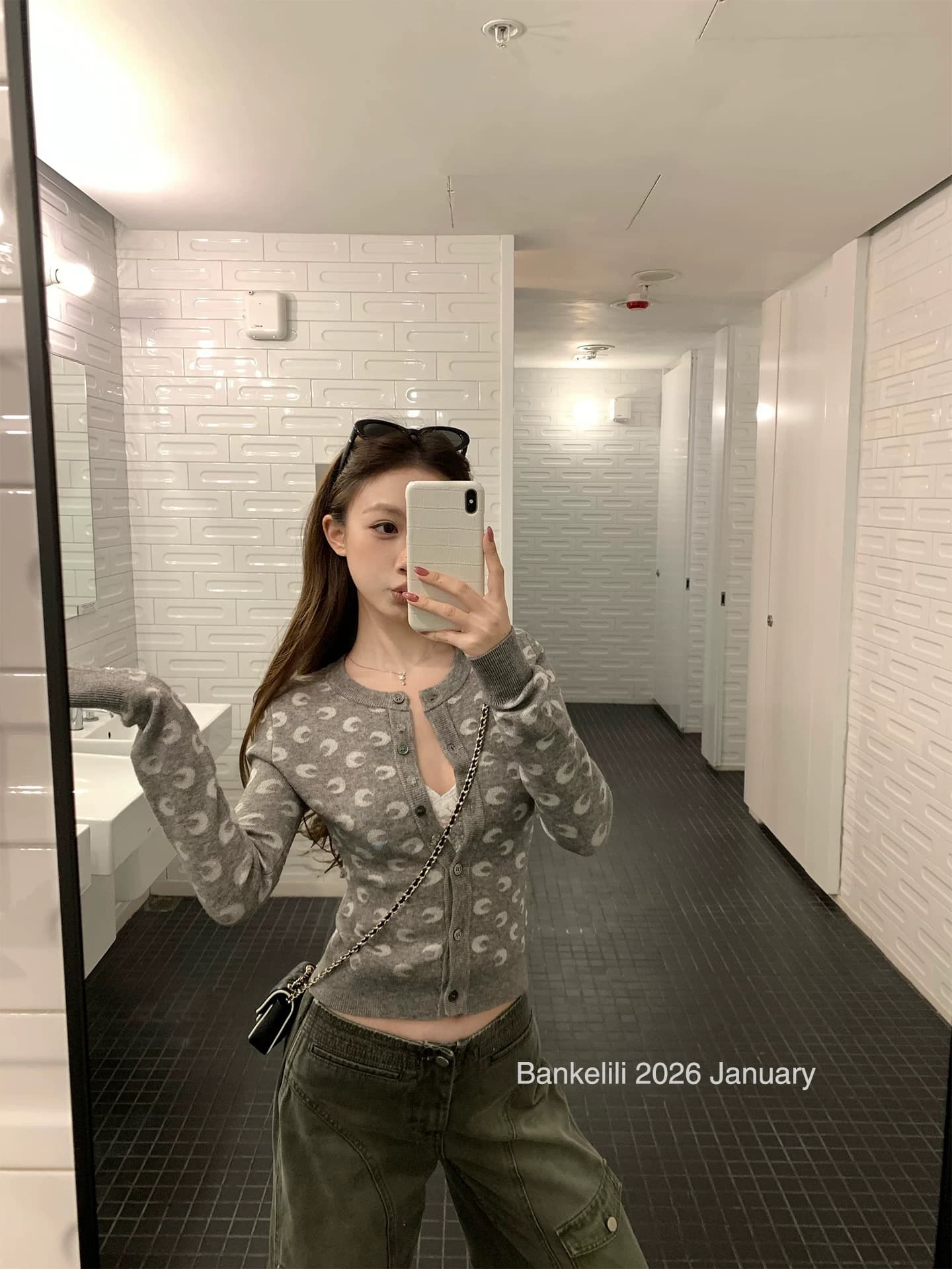 밤나무 코코아 bankelili du 홈 색상 인생 오픈 가디건 한 부서 작은 대중 초승달 모양의 자카드 니트 오픈 가디건 상세 이미지 5