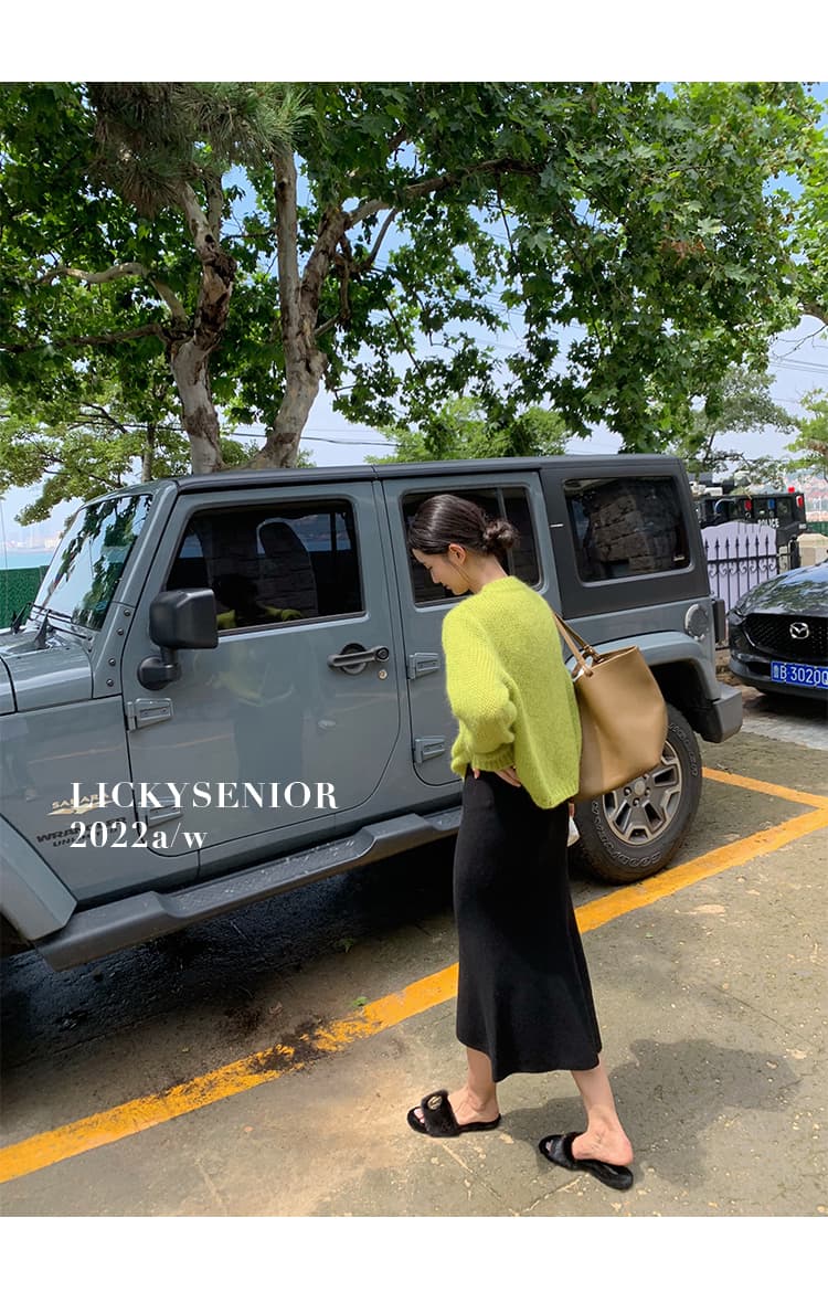 lickysenior 전환 계절 니트 부드러운 오픈 가디건 느긋한 모헤어 작은 외투 여성 이른 가을 긴팔 맨위 상세 이미지 14