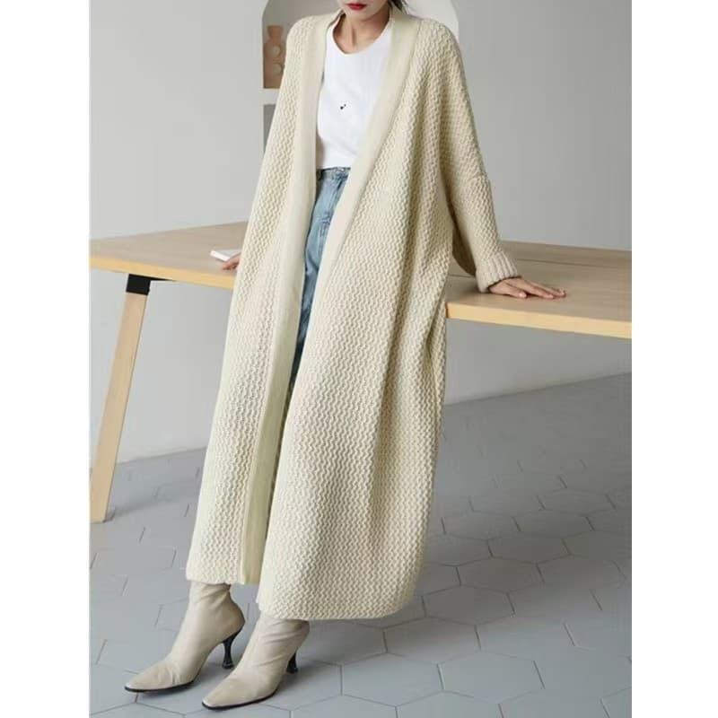 가을 겨울 느긋한 바람 롱 코트 무릎 아래 스웨터 지방 mm 코트 재킷