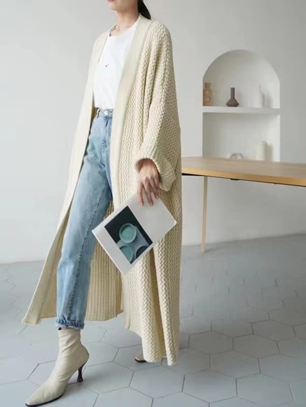 가을 겨울 느긋한 바람 롱 코트 무릎 아래 스웨터 지방 mm 코트 재킷 상세 이미지 4