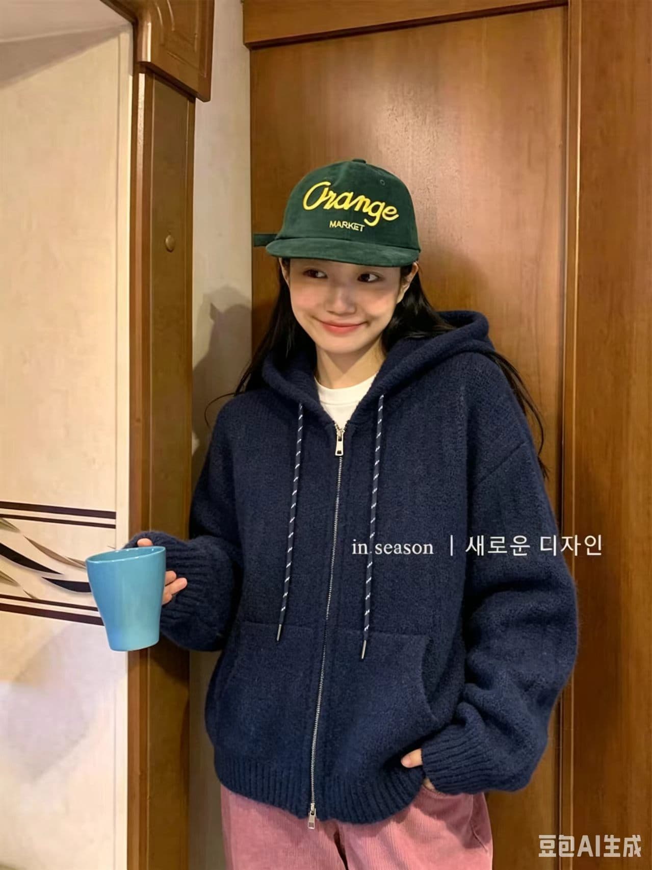 한 부서 느긋한 바람 니트 스웨터 후드티 오픈 가디건 새로운 슈퍼 잘 생긴 후드 두꺼운 재킷 맨위 트렌디 이미지 2