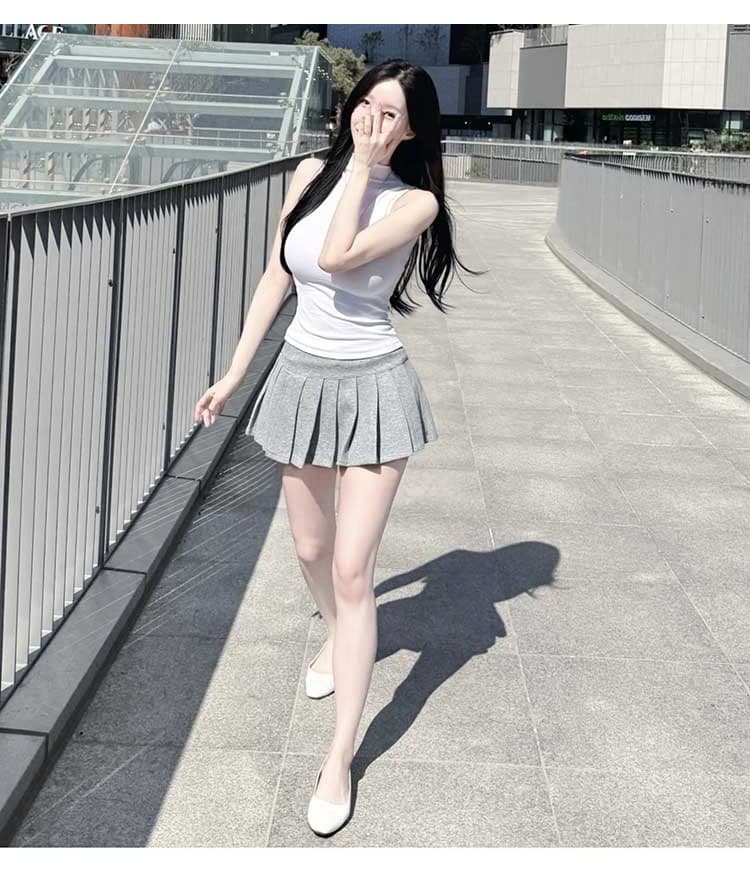 한국 동대문 품격 다용도 몸매 가꾸기 섹시함 순수한 욕망 바람 여성 반하이넥 민소매 티셔츠 조끼 맨위 상세 이미지 10