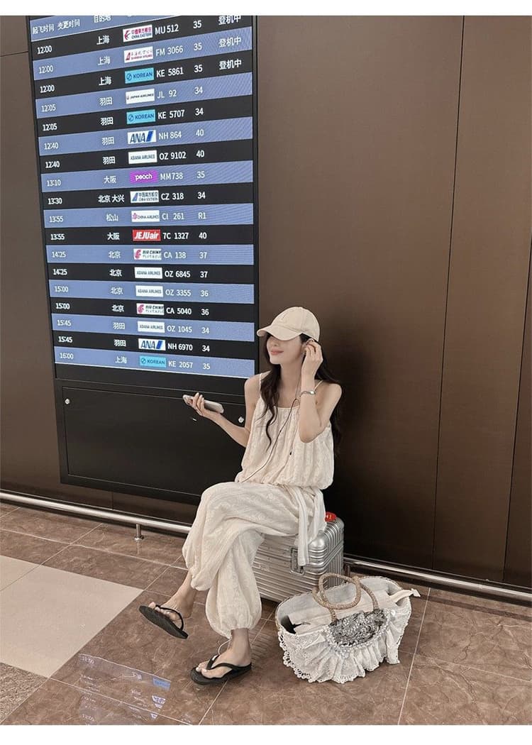 한국 동대문 새로운 품격 우아함 캐주얼 섹시함 슬립 맨위 루즈핏 캐주얼 바지 투피스 슈트 여성 상세 이미지 24