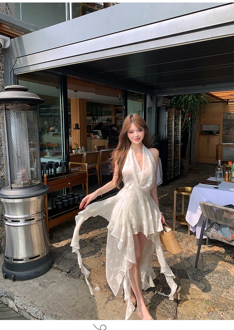 일몰 아라비 움 2026 새로운 품격 하이웨이스트 슬림해 보이는 패치워크 인어 꼬리 롱 코트 행침 목 여성 드레스 상세 이미지 22