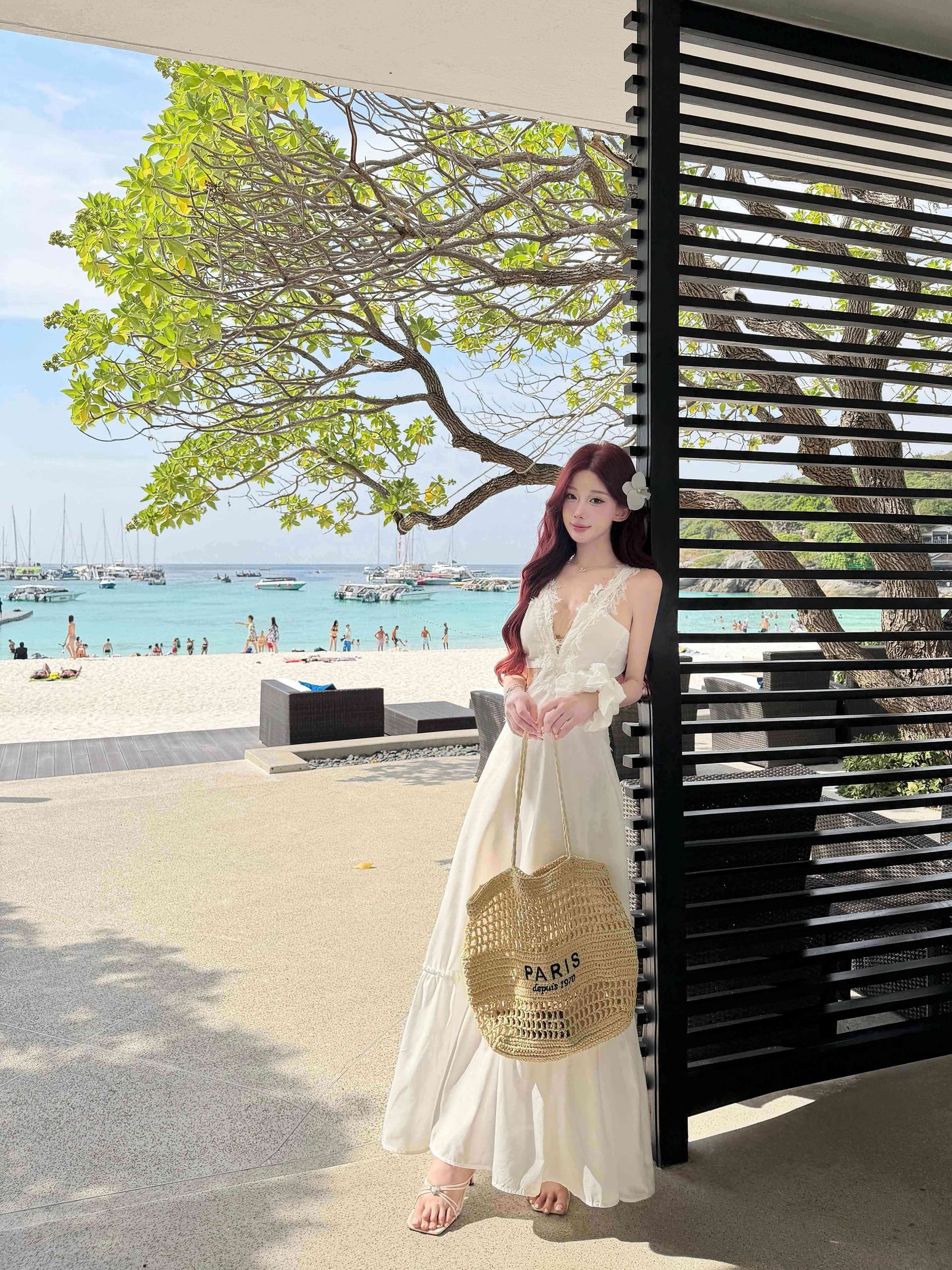 2026 여름 새로운 품격 세련된 홀로우 아웃 물 용해 패치워크 레이스 아마 롱 코트 여성 드레스 상세 이미지 7
