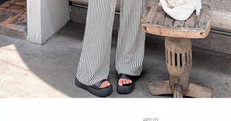임산부 바지 스트라이프 와이드 레그 팬츠 여름 새로운 하이웨이스트 도루 센스 버블 면 스트레이트 세로 줄무늬 캐주얼 차가운 바지 상세 이미지 41