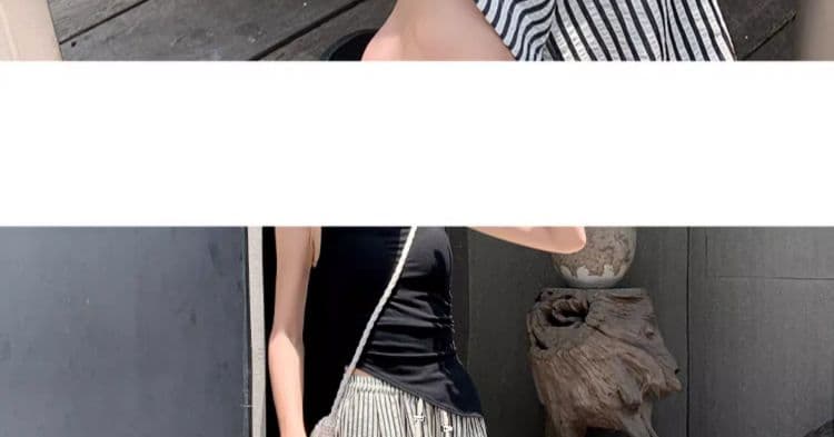 임산부 바지 스트라이프 와이드 레그 팬츠 여름 새로운 하이웨이스트 도루 센스 버블 면 스트레이트 세로 줄무늬 캐주얼 차가운 바지 상세 이미지 44