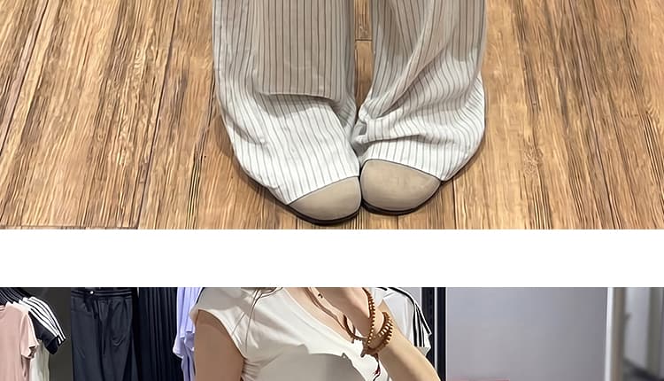 임산부 봄 여름 섹션 일본식 아마 스트라이프 와이드 레그 팬츠 하이웨이스트 슬림해 보이는 느긋한 면 린넨 바닥 청소 바지 느슨함 센스 바지 얇은 상세 이미지 38