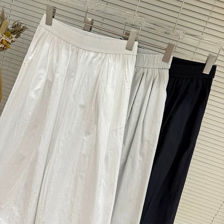 선물 화물 작은 키 한 부서 미니멀리즘 캐주얼 바지 여성 여름 새로운 루즈핏 스트레이트 슬림해 보이는 목이버섯 레이스 와이드 레그 팬츠 상세 이미지 4