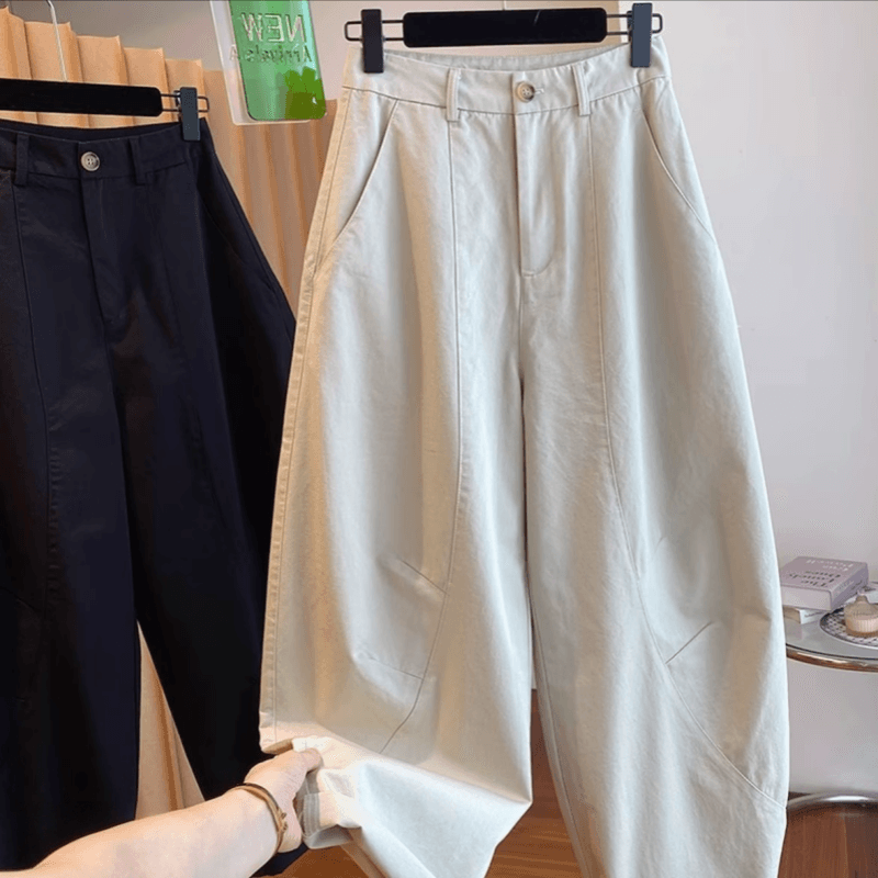 작은 키 다용도 한국 넓은 다리 캐주얼 모통이 칼 바지 여성 봄 가을 루즈핏 하이웨이스트 다용도 낫 바지 이미지 2