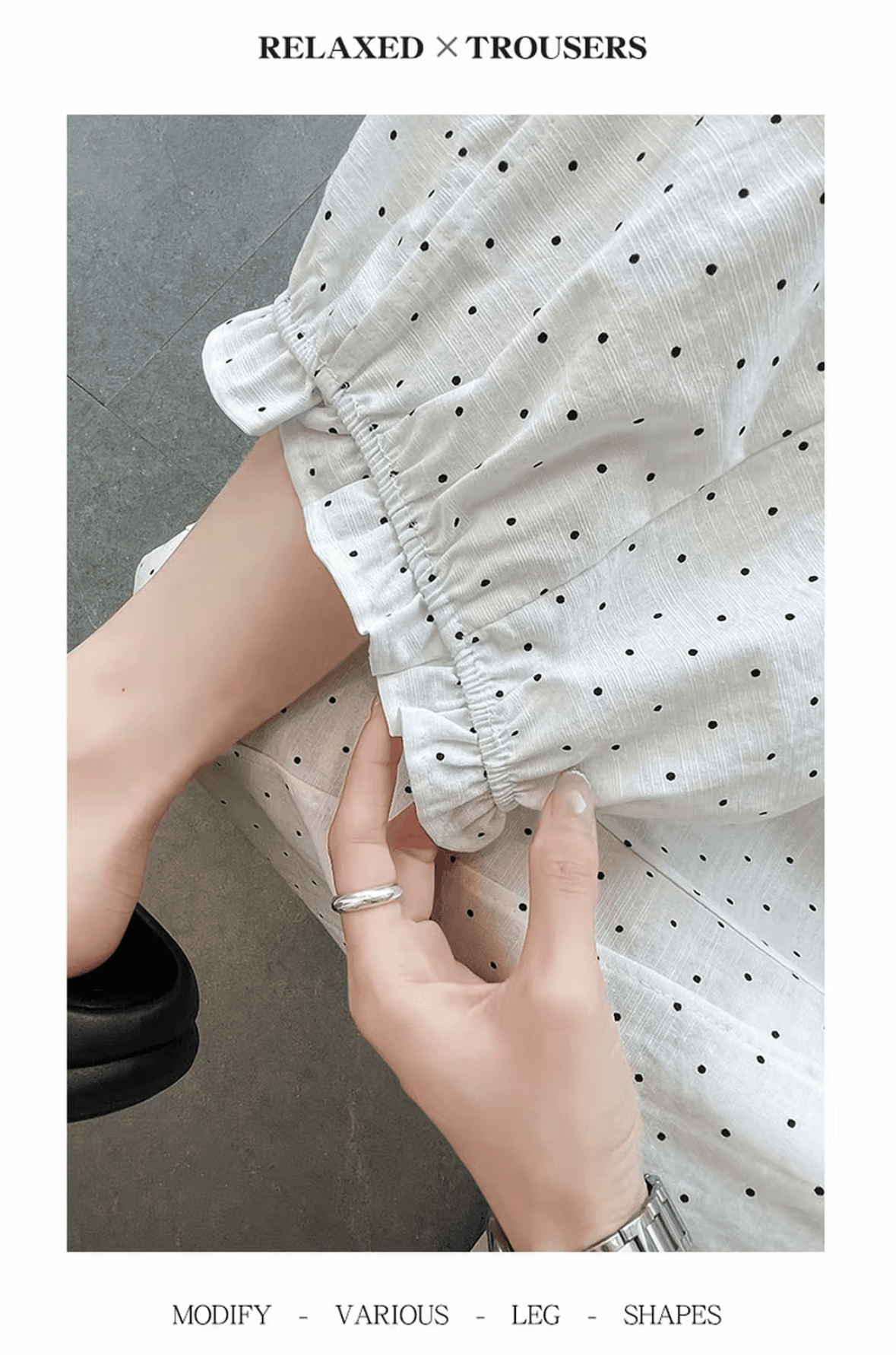 여름 얼음 센스 통기성 도트 무늬 꽃밭 조거 배기 바지 작은 키 루즈핏 느긋한 센스 캐주얼 바지 상세 이미지 17