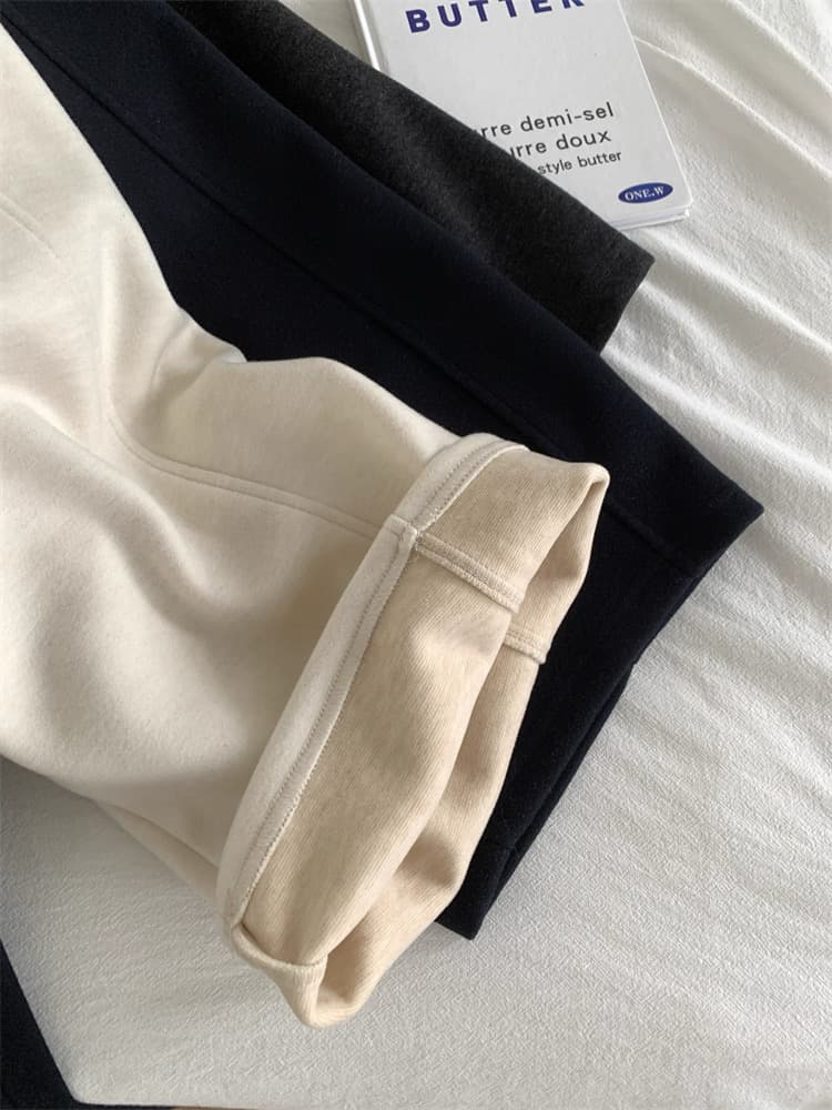 느긋한 센스 양모 바지 루즈핏 캐주얼 털이 있는 스트레이트 팬츠 여성 겨울 보온 9 포인트 와이드 레그 팬츠 슬림해 보이는 할머니 바지 상세 이미지 12