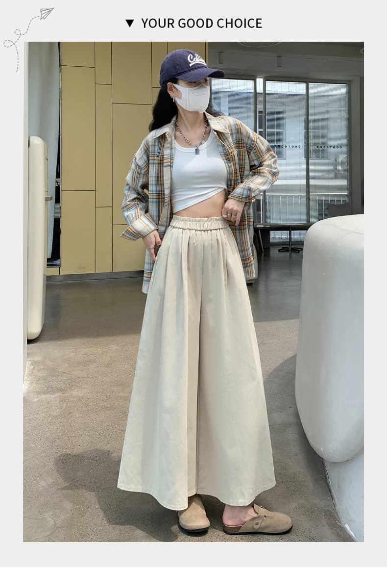 실사 워시 물 면 와이드 레깅스 바지 새로운 하이웨이스트 슬림해 보이는 대 바지 9 포인트 캐주얼 치마바지 상세 이미지 36