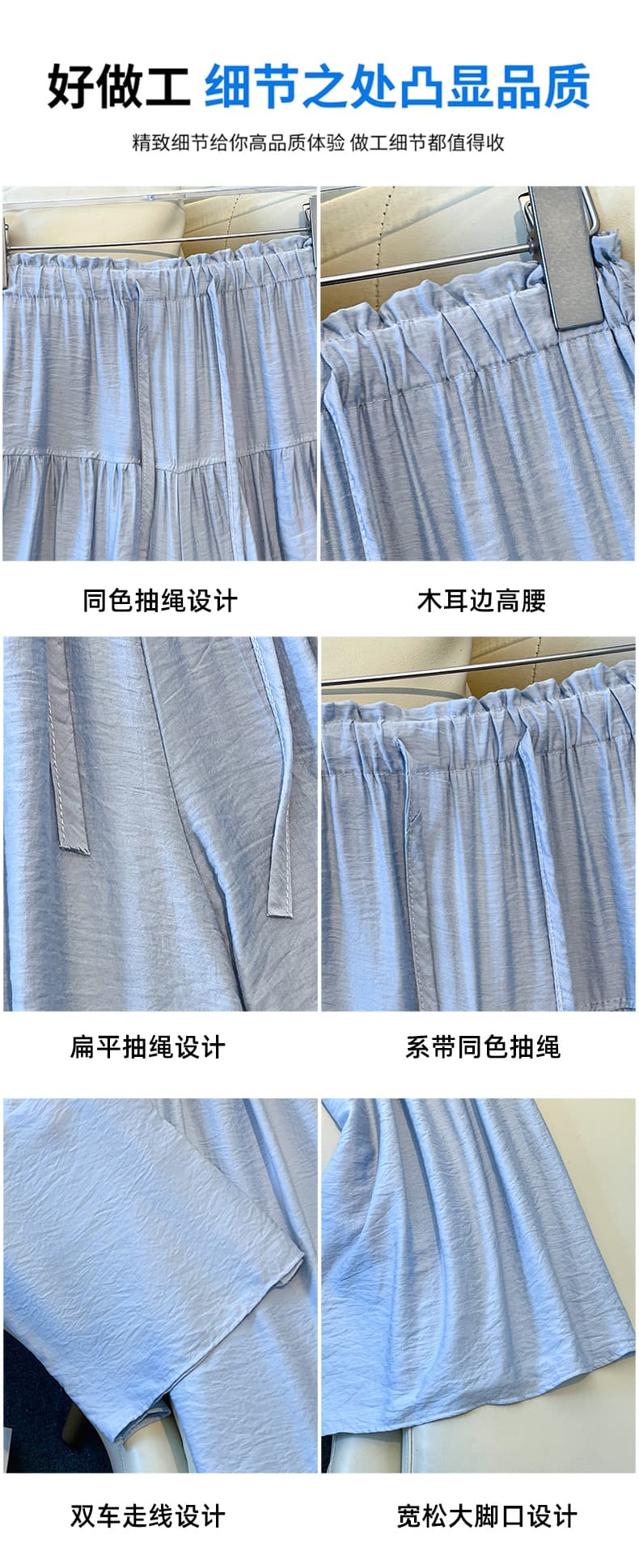 실사 한 부서 느긋한 느슨함 센스 좋은 플리트 스커트 바지 디자인 센스 다용도 캐주얼 미니멀리즘 단색 품격 긴 바지 여성 상세 이미지 15