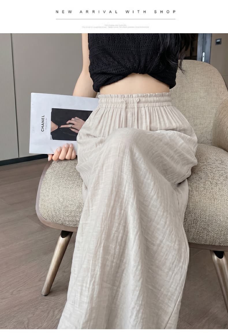실사 한 부서 느긋한 느슨함 센스 좋은 플리트 스커트 바지 디자인 센스 다용도 캐주얼 미니멀리즘 단색 품격 긴 바지 여성 상세 이미지 29