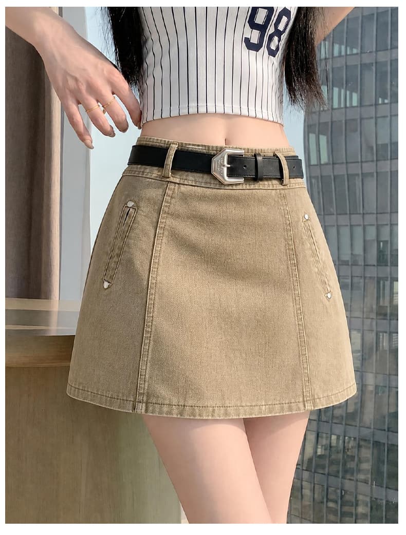 실사 워시 물 미니 스커트 여성 가을 반신 스커트 슬림해 보이는 노출 방지 A라인 스커트 디자인 센스 타이트 스커트 작은 키 상세 이미지 22