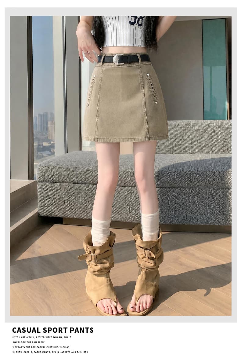 실사 워시 물 미니 스커트 여성 가을 반신 스커트 슬림해 보이는 노출 방지 A라인 스커트 디자인 센스 타이트 스커트 작은 키 상세 이미지 23