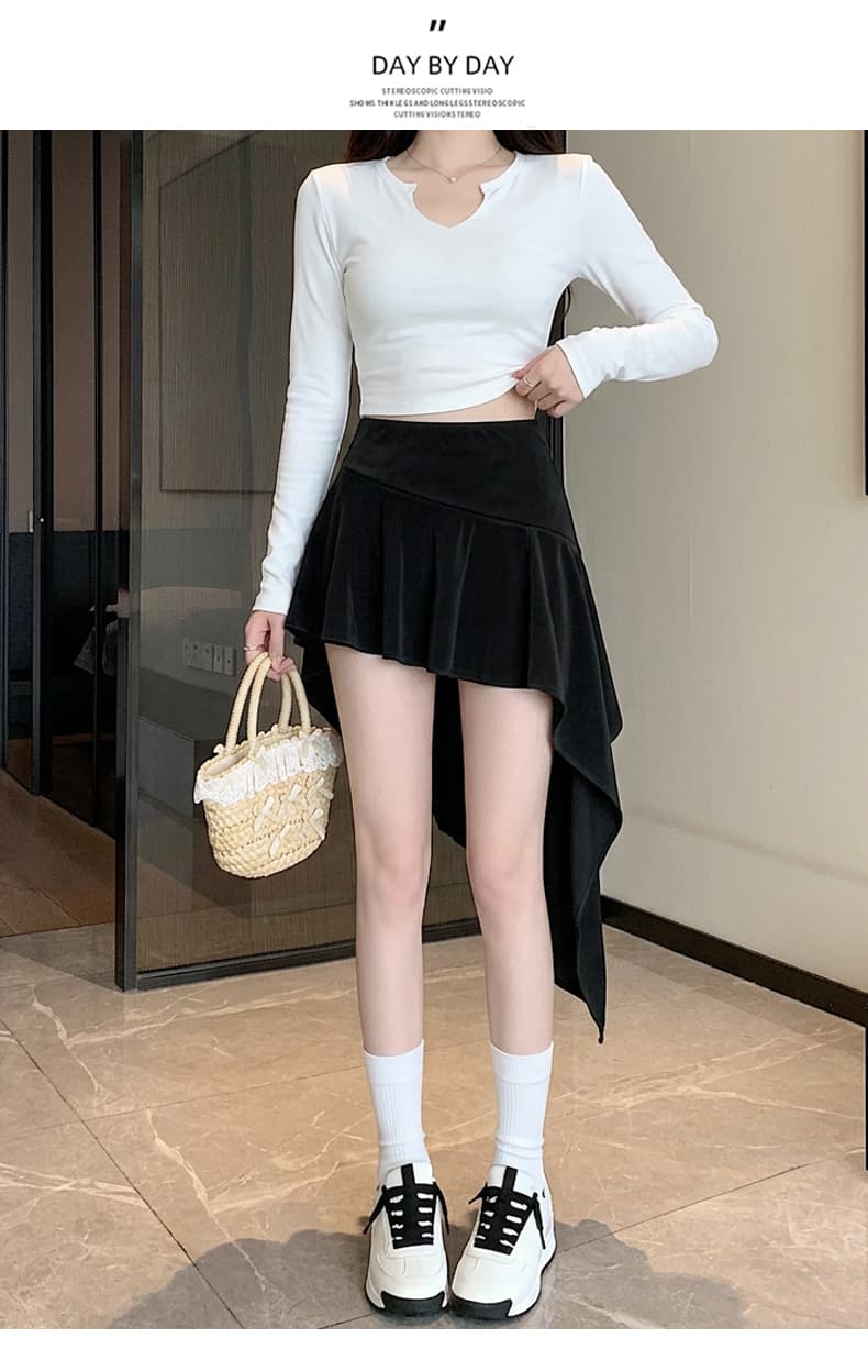실사 사슴 캐시미어 패치워크 반신 스커트 아메리칸 핫걸 바람 순수한 욕망 불규칙 로우 웨이스트 타이트 스커트 노출 방지 미니 스커트 상세 이미지 22