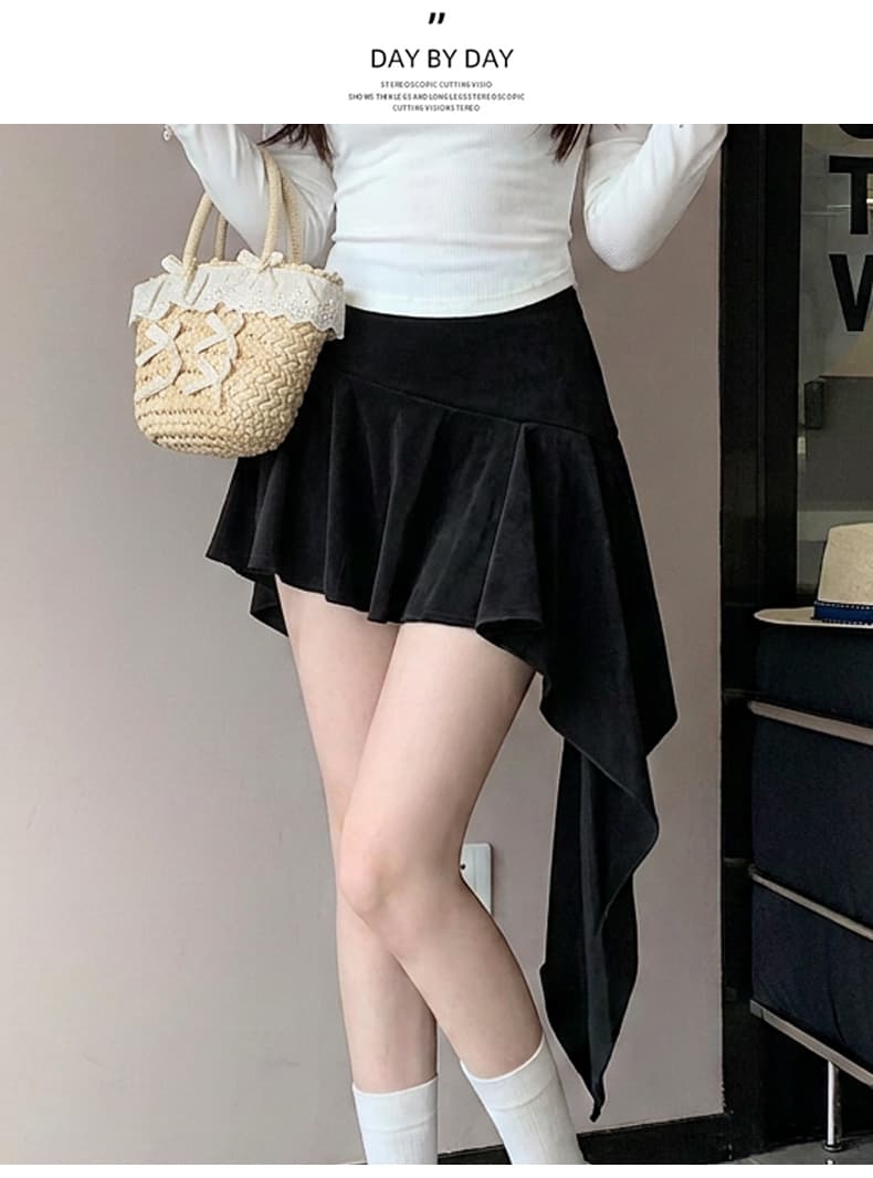 실사 사슴 캐시미어 패치워크 반신 스커트 아메리칸 핫걸 바람 순수한 욕망 불규칙 로우 웨이스트 타이트 스커트 노출 방지 미니 스커트 상세 이미지 23