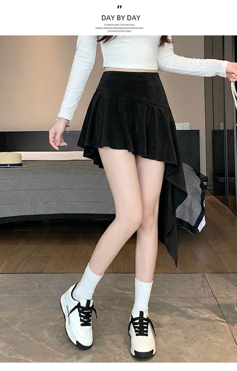 실사 사슴 캐시미어 패치워크 반신 스커트 아메리칸 핫걸 바람 순수한 욕망 불규칙 로우 웨이스트 타이트 스커트 노출 방지 미니 스커트 상세 이미지 26