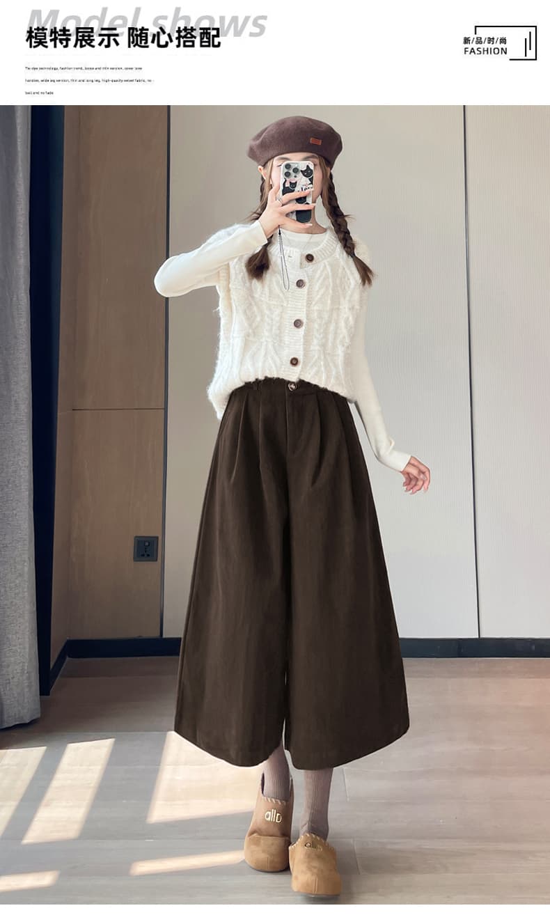 실사 새로운 루즈핏 레트로 코듀로이 와이드 레그 팬츠 여성 레저 스트레이트 팬츠 상세 이미지 18