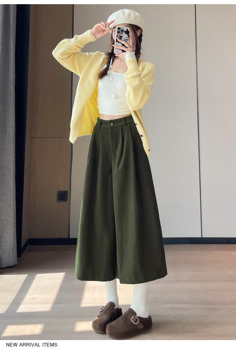 실사 새로운 루즈핏 레트로 코듀로이 와이드 레그 팬츠 여성 레저 스트레이트 팬츠 상세 이미지 27