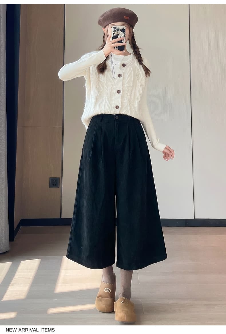 실사 새로운 루즈핏 레트로 코듀로이 와이드 레그 팬츠 여성 레저 스트레이트 팬츠 상세 이미지 33