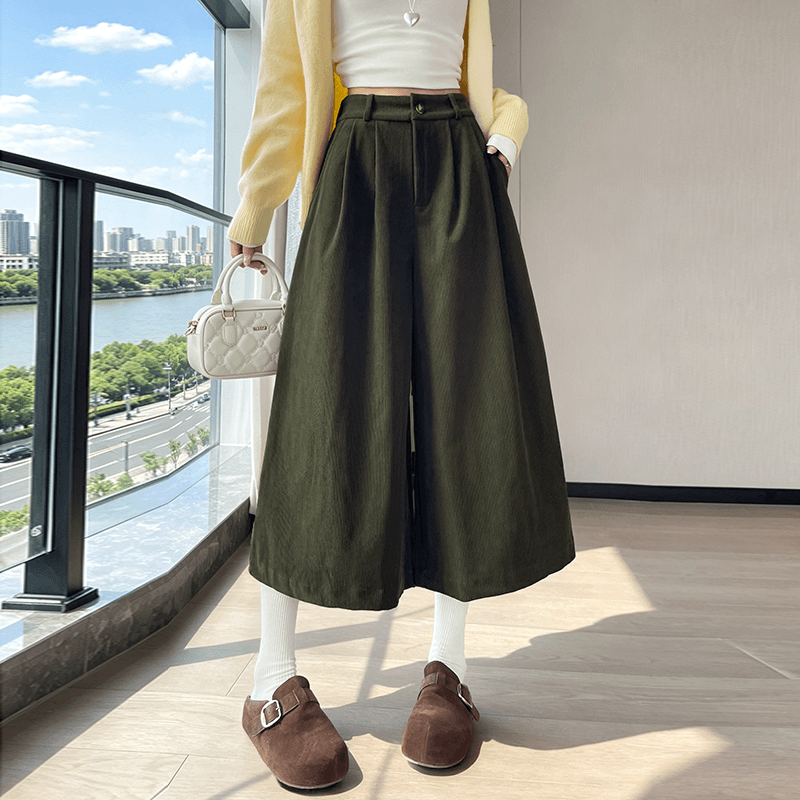 실사 새로운 루즈핏 레트로 코듀로이 와이드 레그 팬츠 여성 레저 스트레이트 팬츠 이미지 6