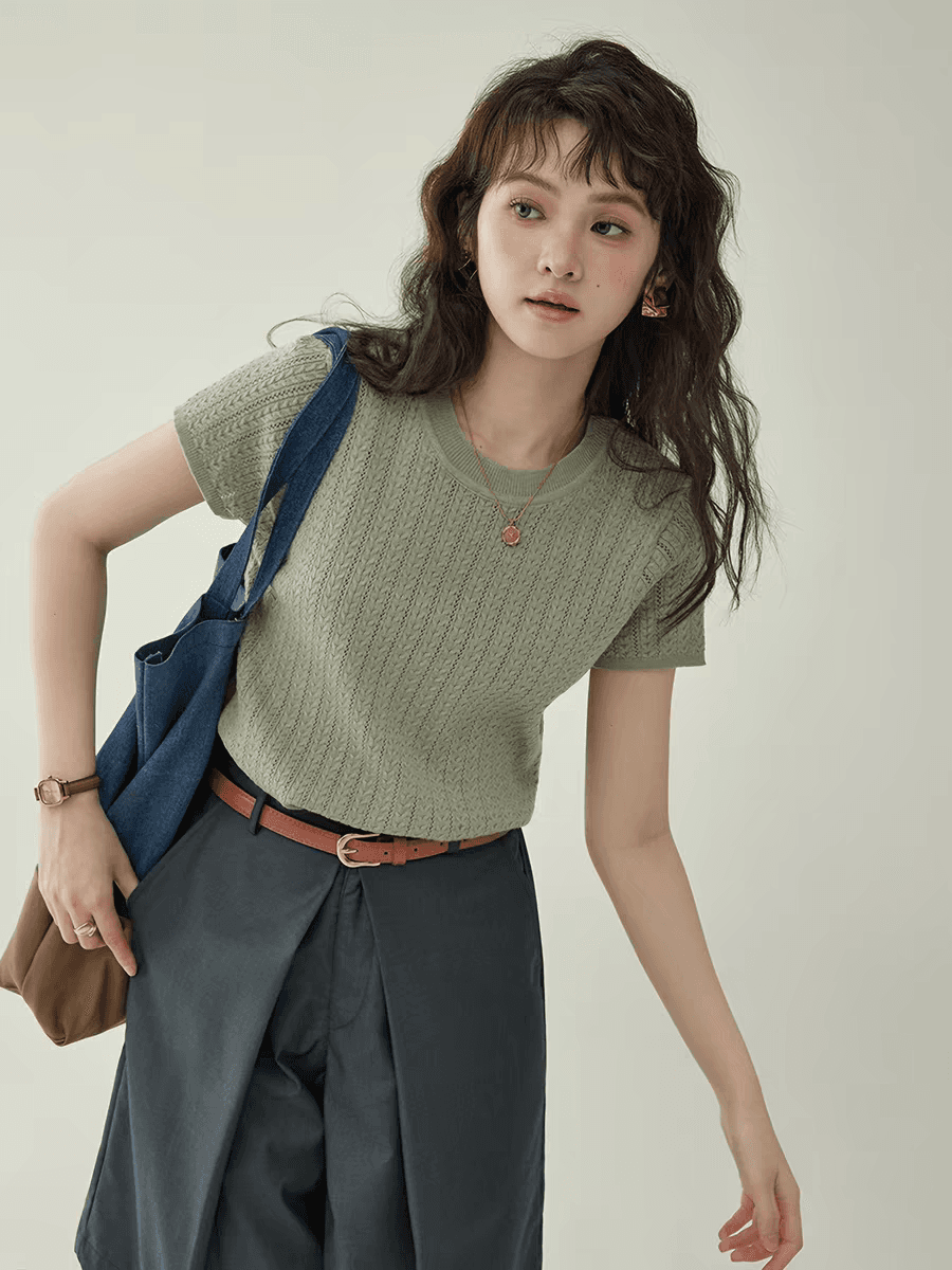 여름 새로운 라운드 넥 싱글 줄 버튼 패션 자수 만화 연령 감소 아마 얼음 실크 니트 조끼 여자 조끼 이미지 2