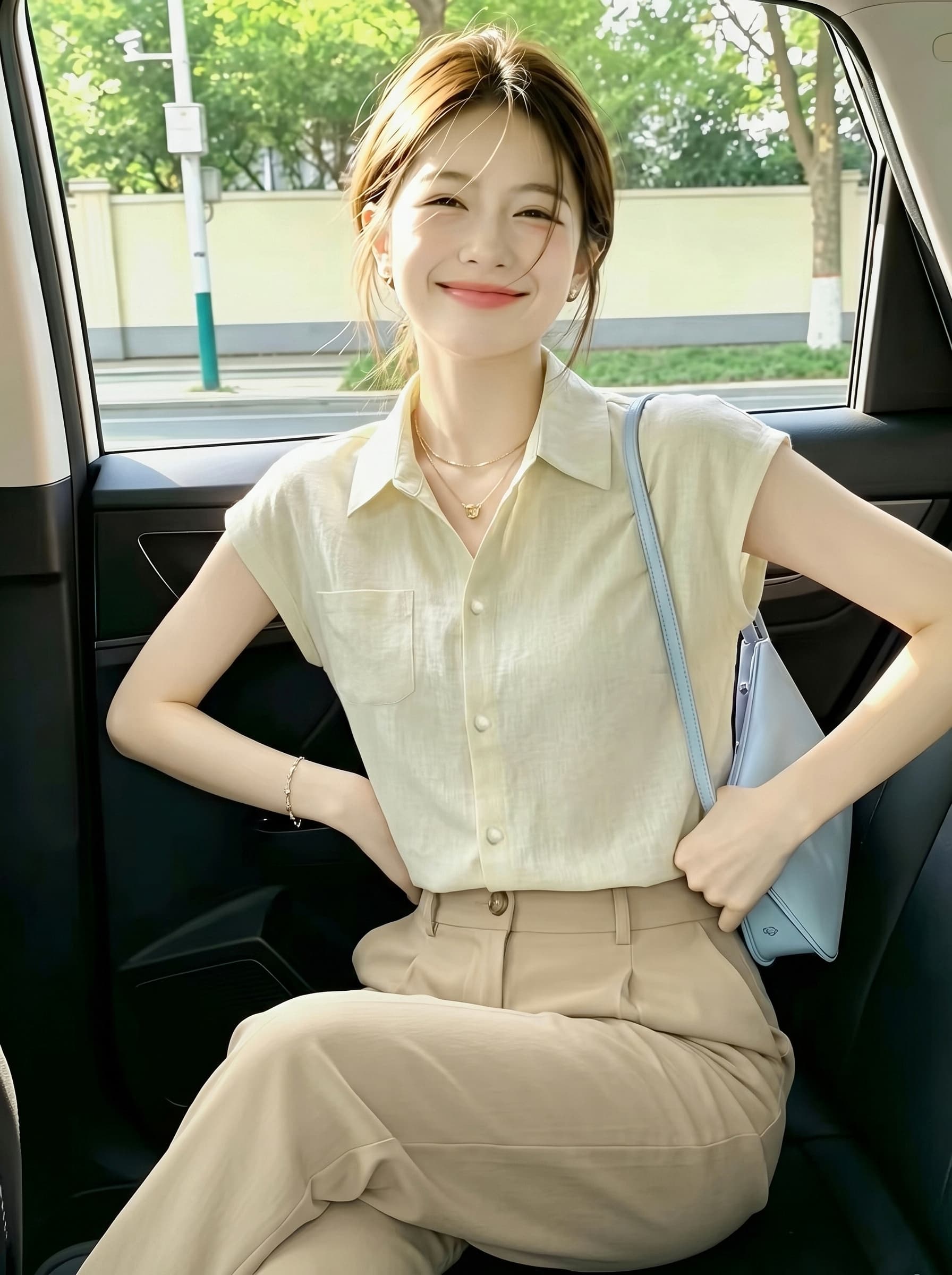 패션 미니멀리즘 아름다운 우유 살구 색상 폴로 칼라 반팔 여성 셔츠 여름 새로운 고유 한 출퇴근 다용도 표지 고기 작은 셔츠 이미지 2