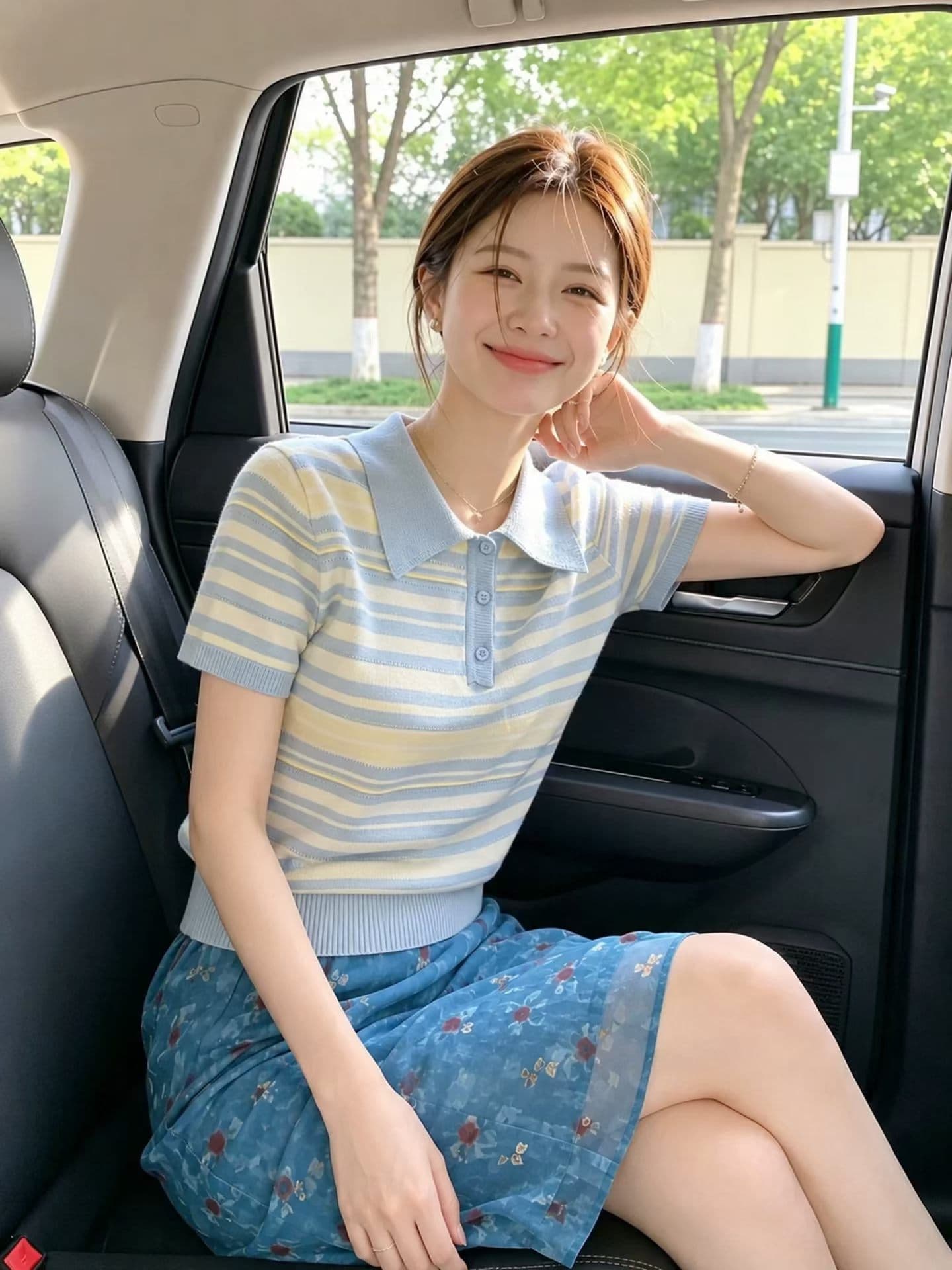 배색 스트라이프 POLO 칼라 반팔 니트 스웨터 여성 여름 새로운 얇은 스타일 학원 스타일 연령 감소 슬림해 보이는 쇼트 스타일 맨위 상세 이미지 3