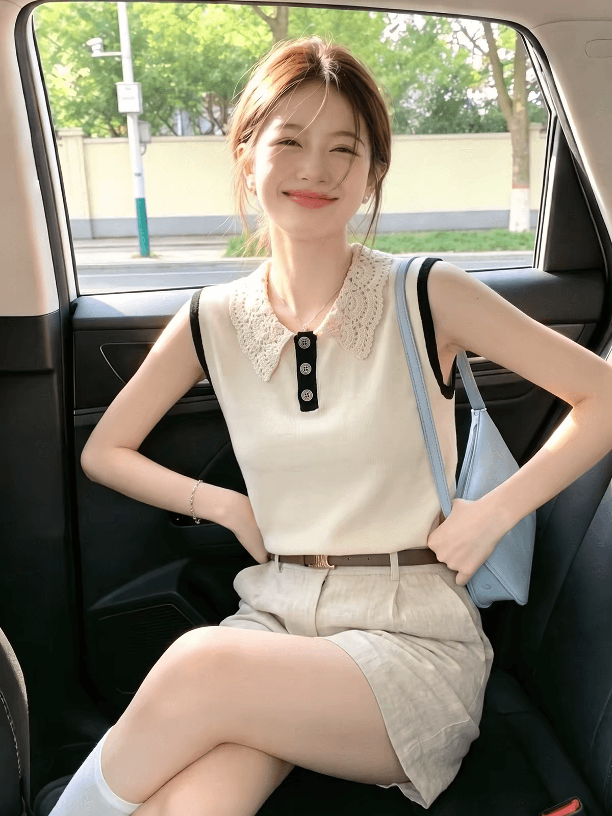 보존 섹션 추천 한 부서 자수 홀로우 아웃 민소매 니트 조끼 여성 여름 새로운 부드러운 바람 다용도 맨위 이미지 2