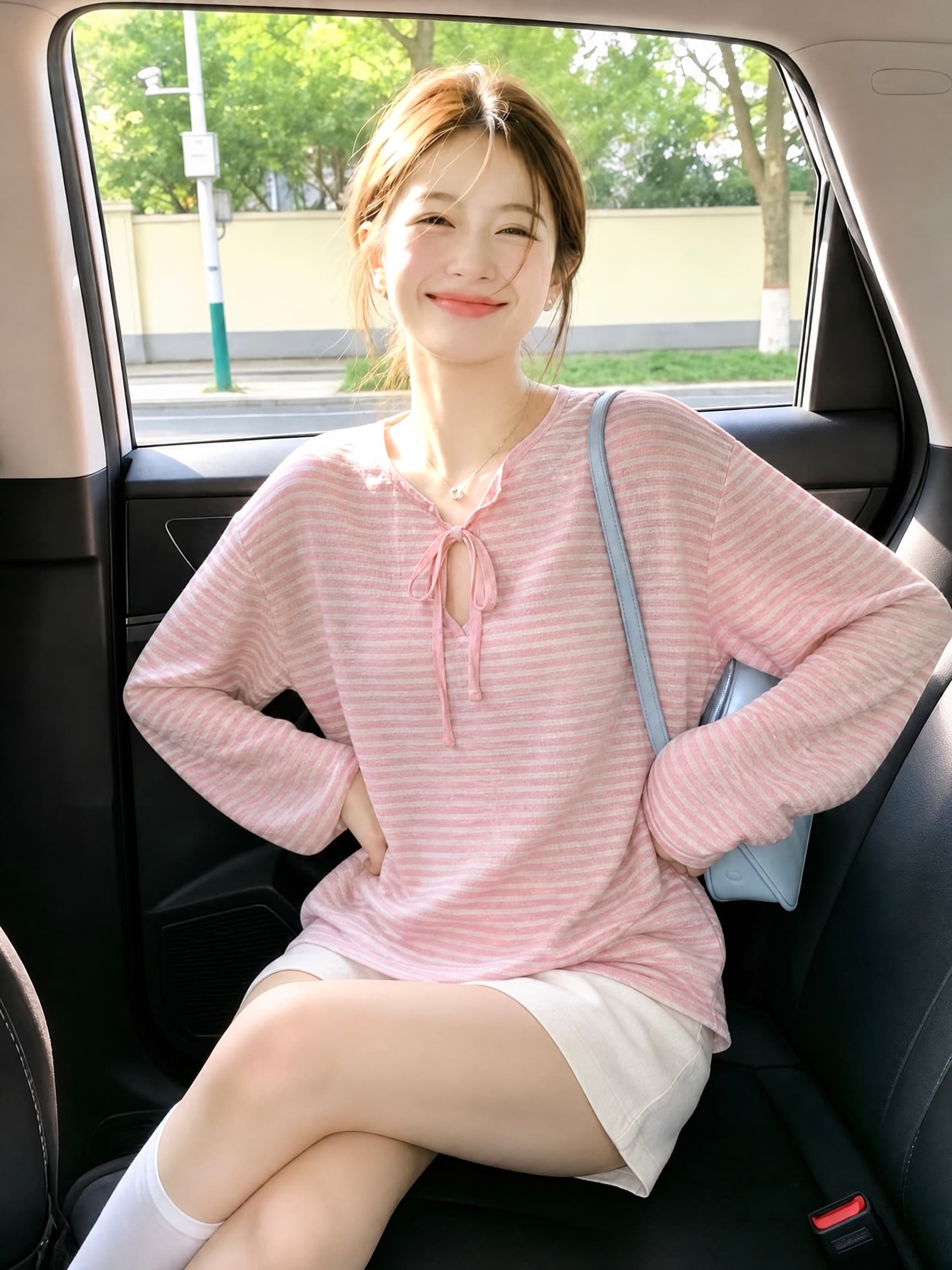 한 부서 외국 가스 연령 감소 핑크색 스트라이프 태양 보호 셔츠 긴팔 티셔츠 여성 여름 루즈핏 외부 가져 가라. 얇은 스타일 블라우스 맨위 상세 이미지 2