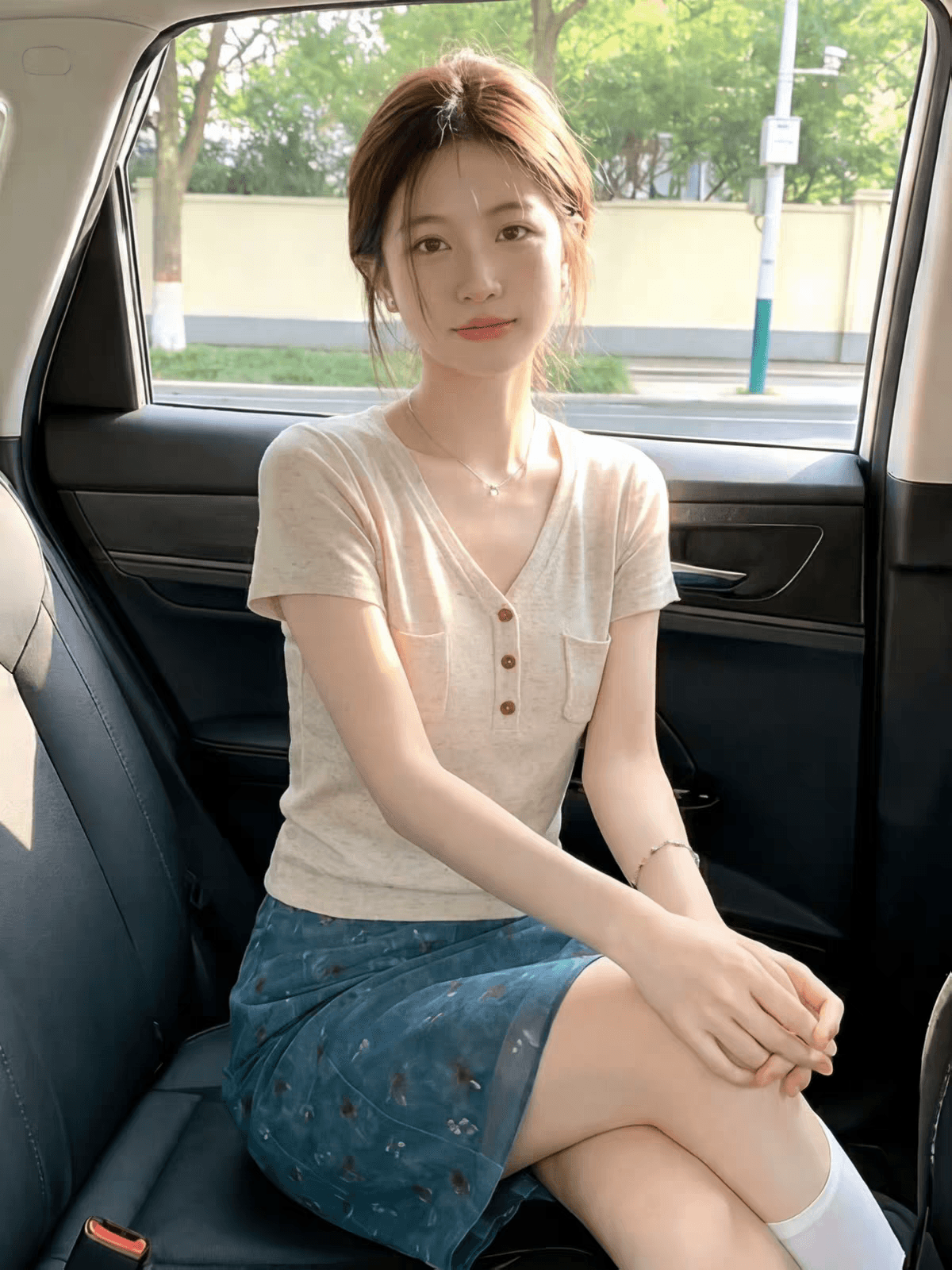 오래된 돈 바람 V넥 반팔 긍정적 인 어깨 티셔츠 여성 여름 빛 사람들 착용 가져 가라. 품격 고급 슬림해 보이는 니트 스웨터 캐주얼 맨위 상세 이미지 3