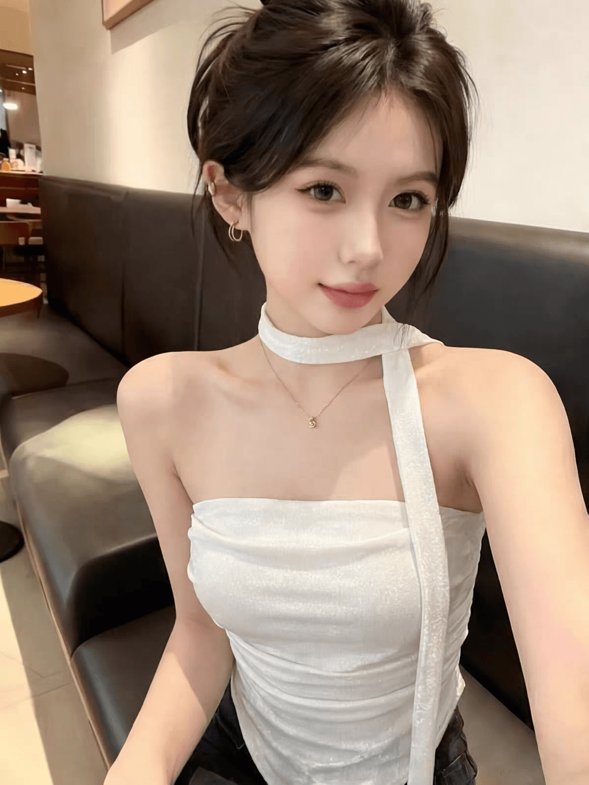 프랑스식 행침 목 리본 튜브탑 조끼 여성 여름 자수 자카드 디자인 센스 몸매 가꾸기 민소매 맨위 이미지 3