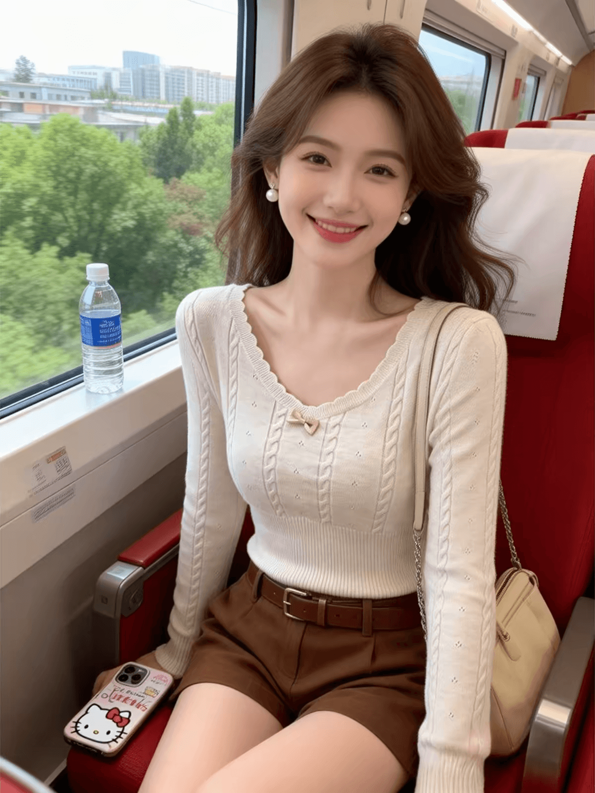 달콤한 핫걸 레이스 V넥 허리 수축 만나는 맨위 여성 가을 겨울 봄 드레스 나비 매듭 연령 감소 니트 스웨터 스웨터 인사이드 가져 가라. 상세 이미지 3