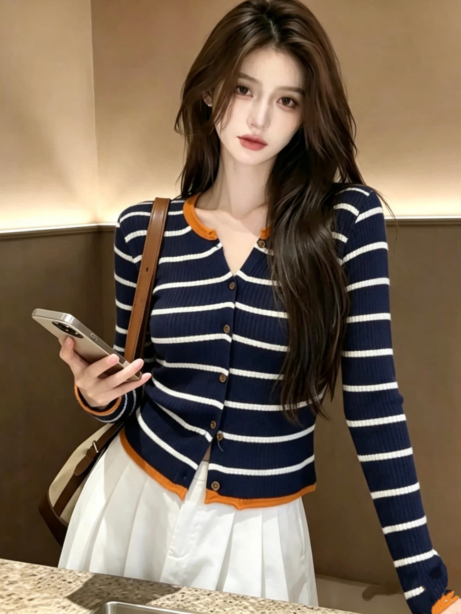 외국 가스 연령 감소 스트라이프 니트 오픈 가디건 여성 이른 가을 몸매 가꾸기 인사이드 가져 가라. 슬림해 보이는 회색 긴팔 티셔츠 기본 셔츠 맨위