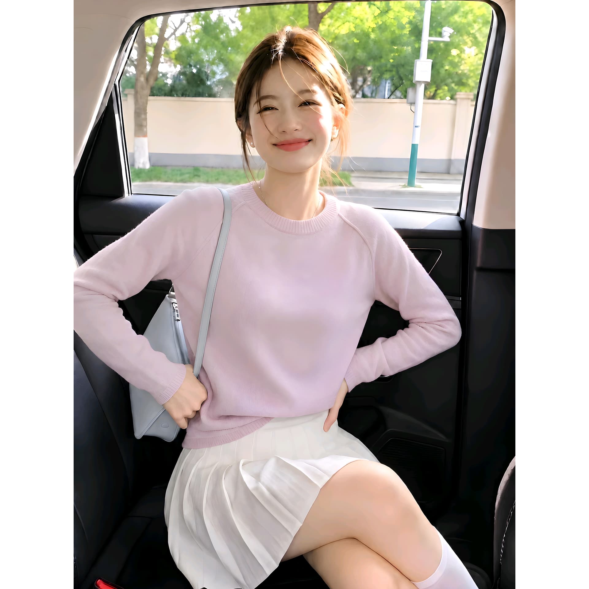 미니멀리즘 클래식 라운드 넥 삽입 어깨 소매 양모 니트 스웨터 여성 루즈핏 외출용 부드러운 찹쌀 양모 예쁜 스웨터 인사이드 가져 가라. 트렌디 이미지 5