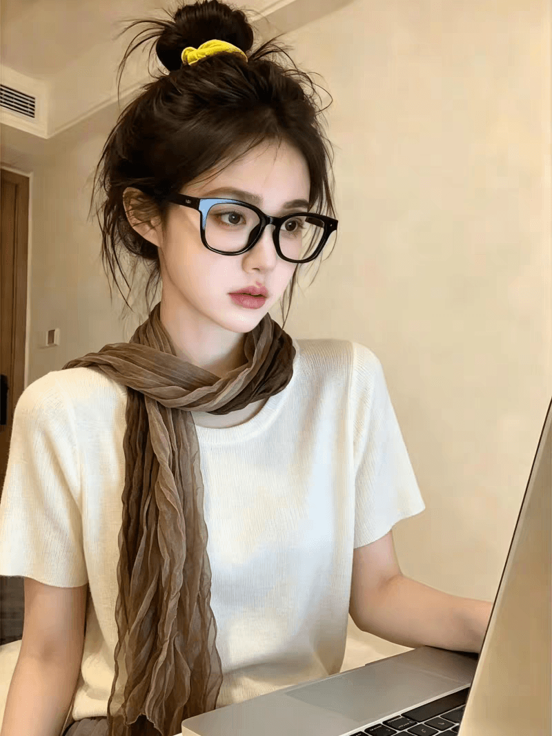 보존 섹션 추천 오래된 돈 바람 레트로 경기 스카프 반팔 니트 스웨터 여성 여름 캐주얼 다용도 슬림해 보이는 맨위 이미지 3