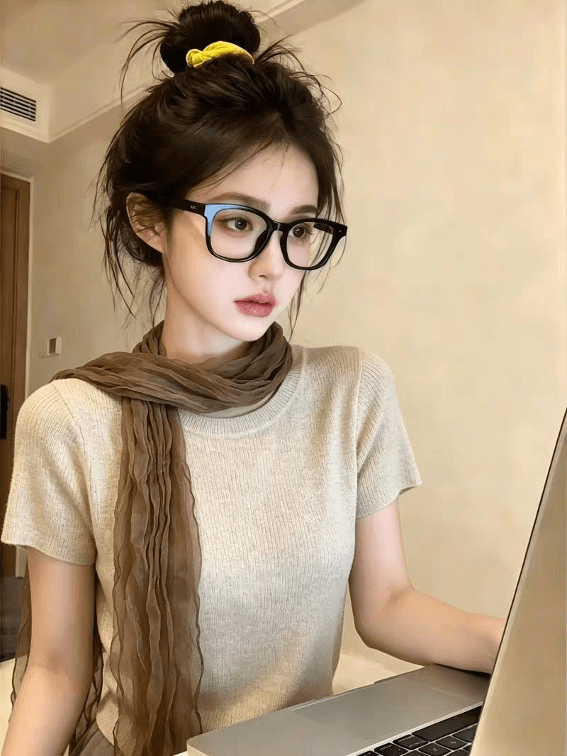 보존 섹션 추천 오래된 돈 바람 레트로 경기 스카프 반팔 니트 스웨터 여성 여름 캐주얼 다용도 슬림해 보이는 맨위 상세 이미지 4