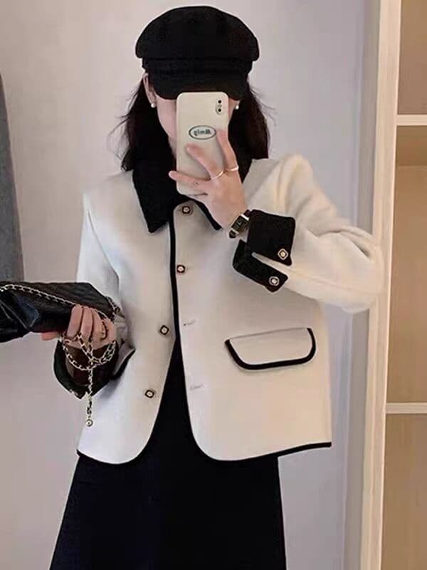 자이언트 잘 생긴 작은 샤넬 스타일 모직 두꺼움 여성 코트 가을 겨울 새로운 고유 한 아름다운 겨울 의류 초 겨울 고급 사소한 맨위 상세 이미지 2