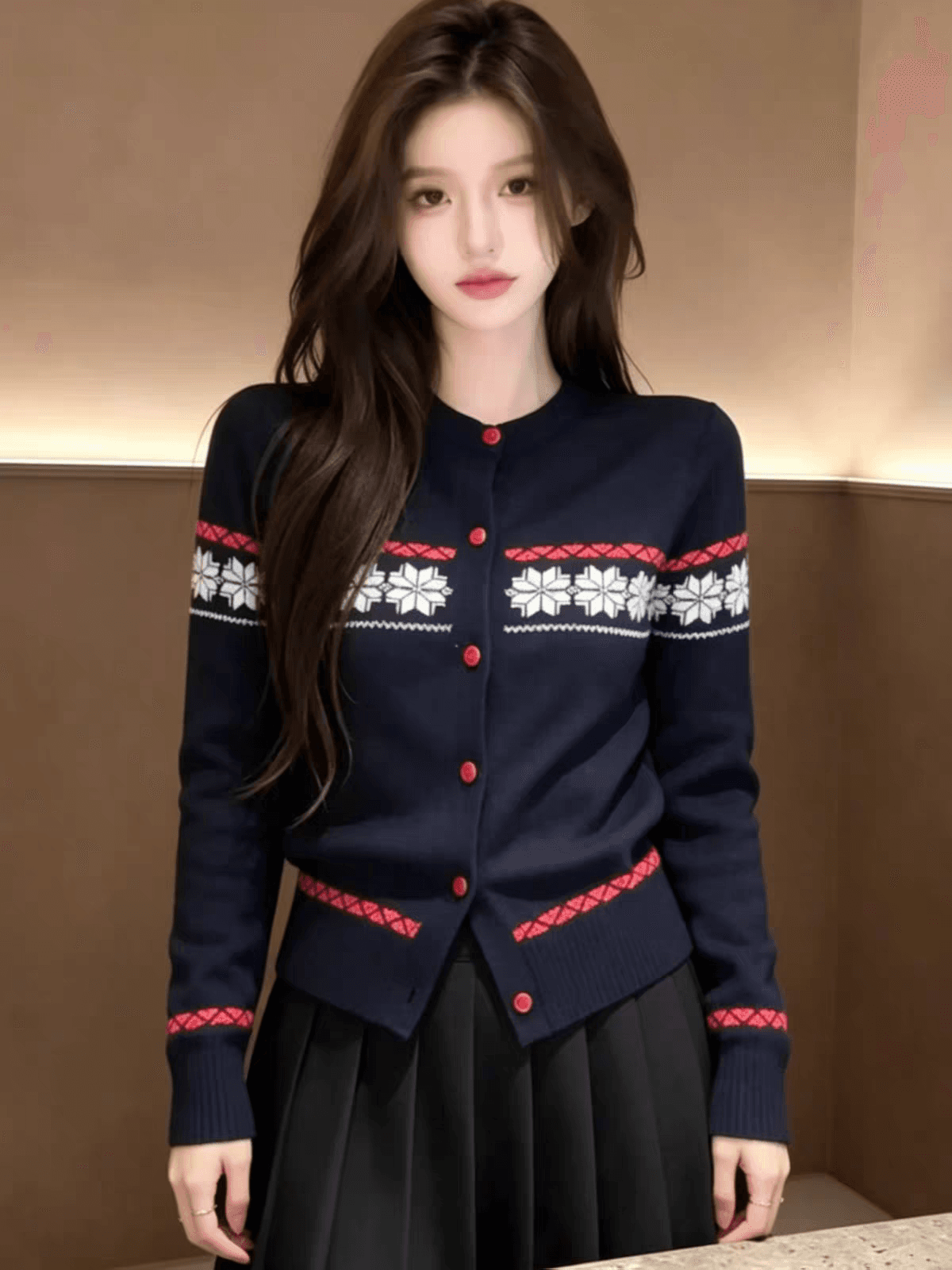 가을철 착용 가져 가라. 프린트 니트 스웨터 긴팔 여성 의류 2026 새로운 디자인 센스 패션 외국 가스 니트 오픈 가디건 맨위 이미지 3