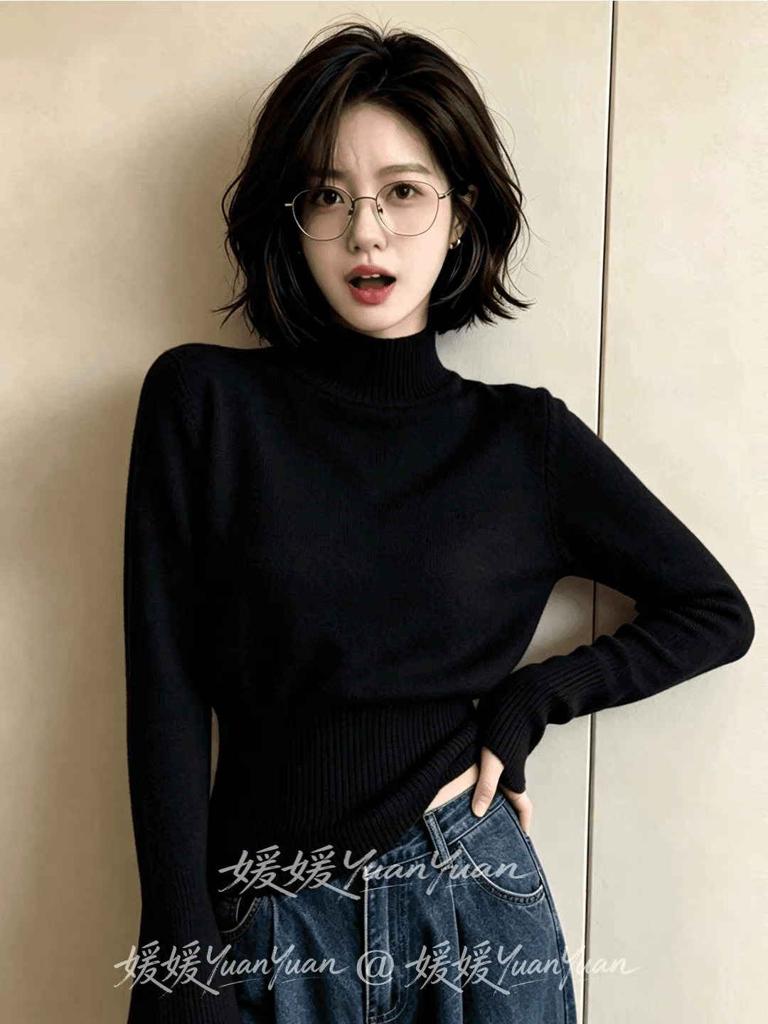 반하이넥 긴팔 니트 스웨터 여성 가을 겨울 새로운 루즈핏 슬림해 보이는 인사이드 가져 가라. 부드러운 찹쌀 풀오버 기본 셔츠 맨위 이미지 4