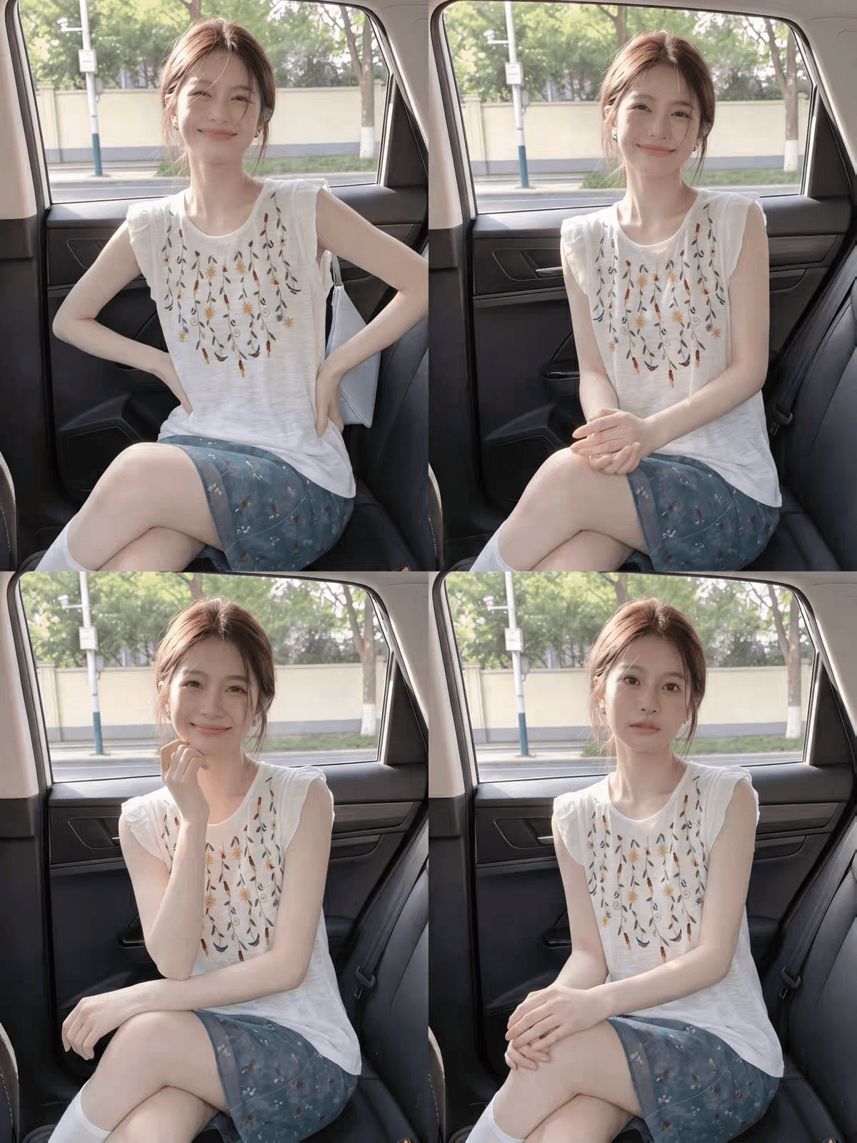 달콤함 연령 감소 자수 꽃무늬 Feifei 소매 맨위 여성 여름 얇은 스타일 루즈핏 슬림해 보이는 민소매 오프숄더 얼음 실크 니트 스웨터 상세 이미지 5